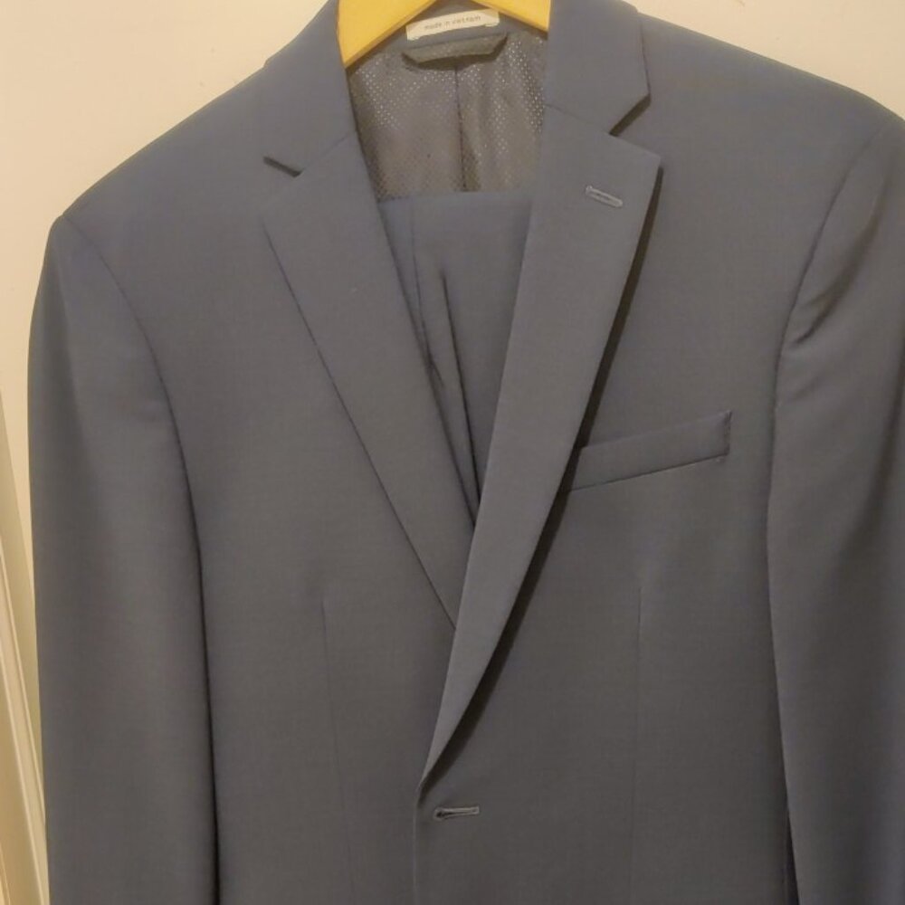 Bar III 36S 29 blue slim skinny fit suit wool spandex lycra stretch athletic